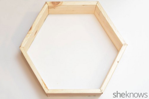 Trendy DIY Stained Hexagon Wall Shelves