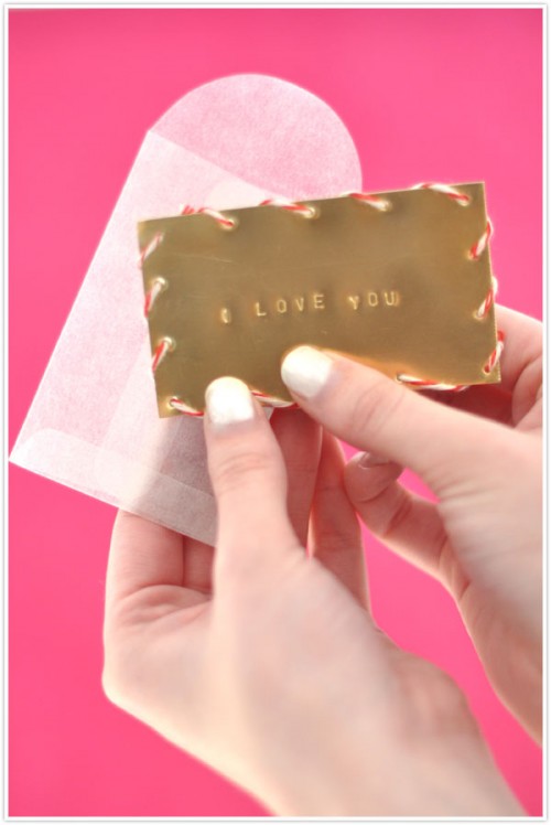 brass and twine Valentine card