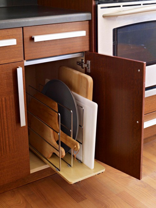 Upright Storage In A Cabinet