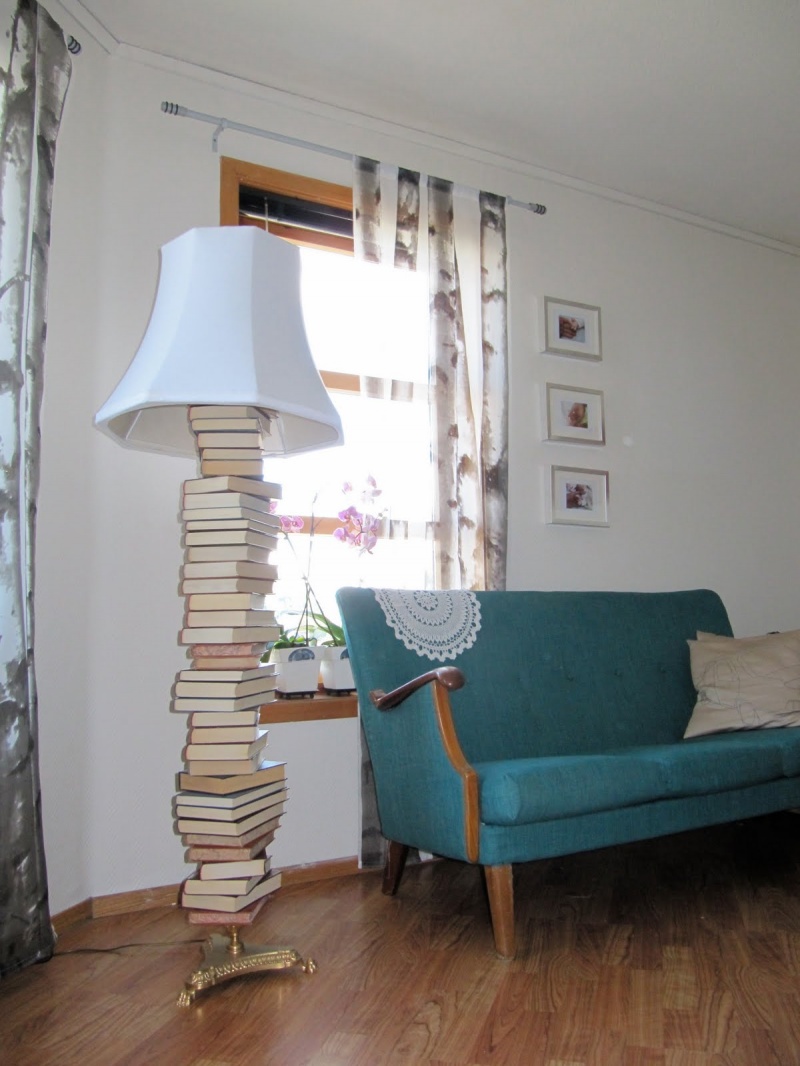 Using Old Books To Make A Floor Lamp