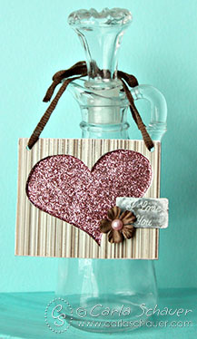 DIY glitter heart tag