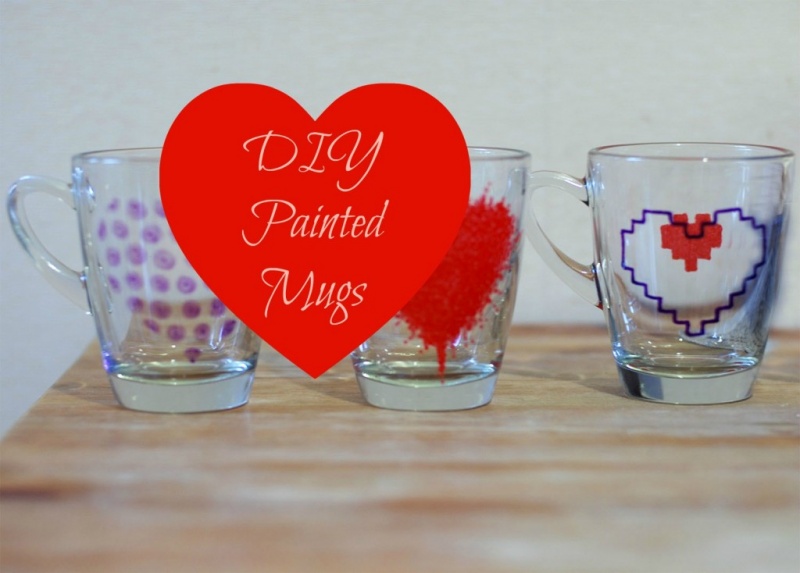 DIY heart painted mugs