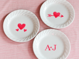 Valentine’s dishes decorated with edible paint