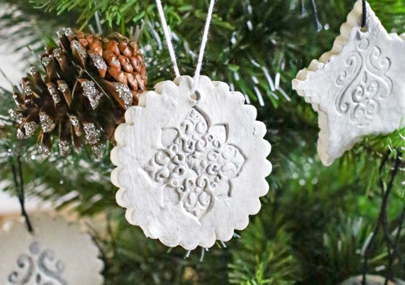 Picture Of vintage inspired diy stamped clay ornaments  1