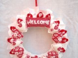 Welcome Red Heart Wreath
