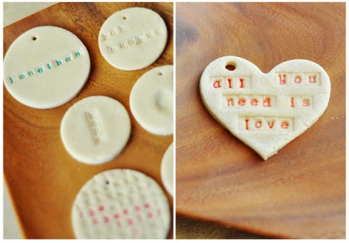 salt dough stamped tags (via thecheesethief)
