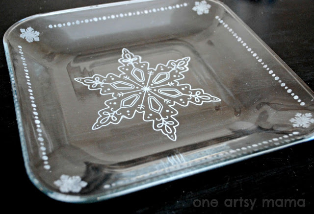 snowflake glass plates