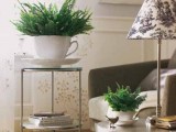 White Ceramic And Plants