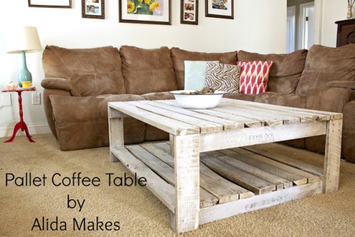 whitewashed pallet coffee table