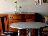 distressed whitewashed table