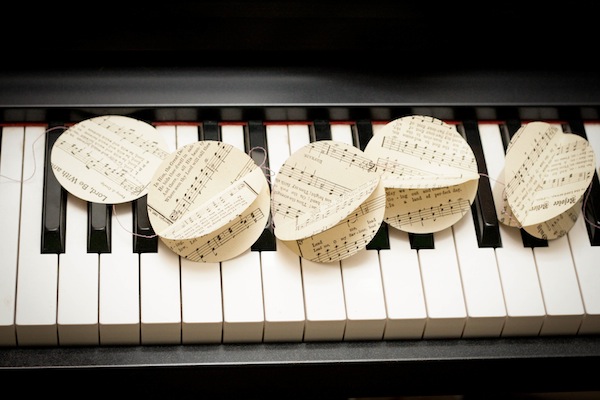 Printed music paper garland