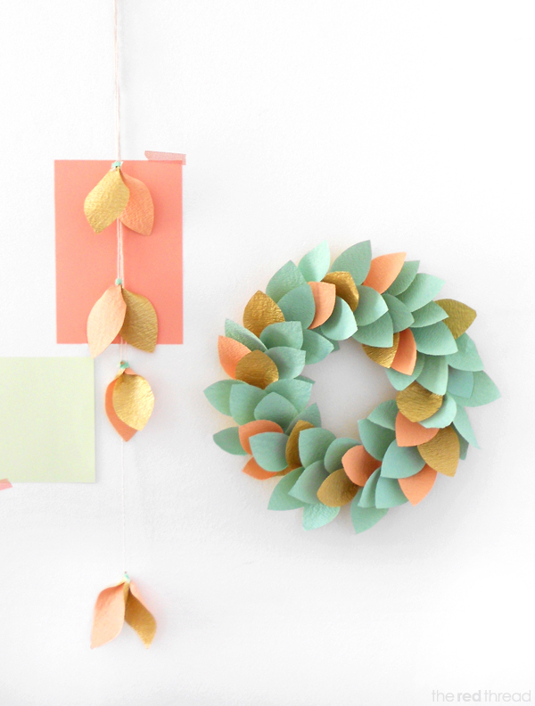 Colorful paper Christmas wreath