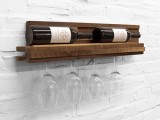 Wooden Wine Rack For Bottles And Glasses