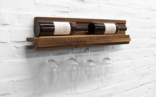 Wooden Wine Rack For Bottles And Glasses
